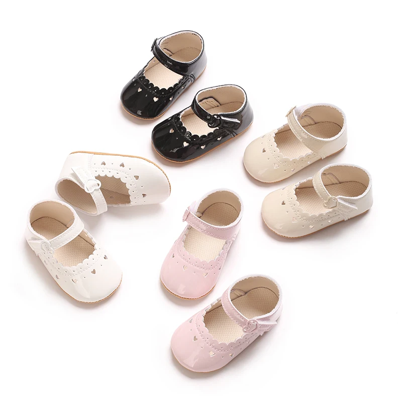 Sapatos Mary Jane elegantes e elegantes adequados para bebês e meninas de 0 a 1 ano, sapatos leves para caminhada