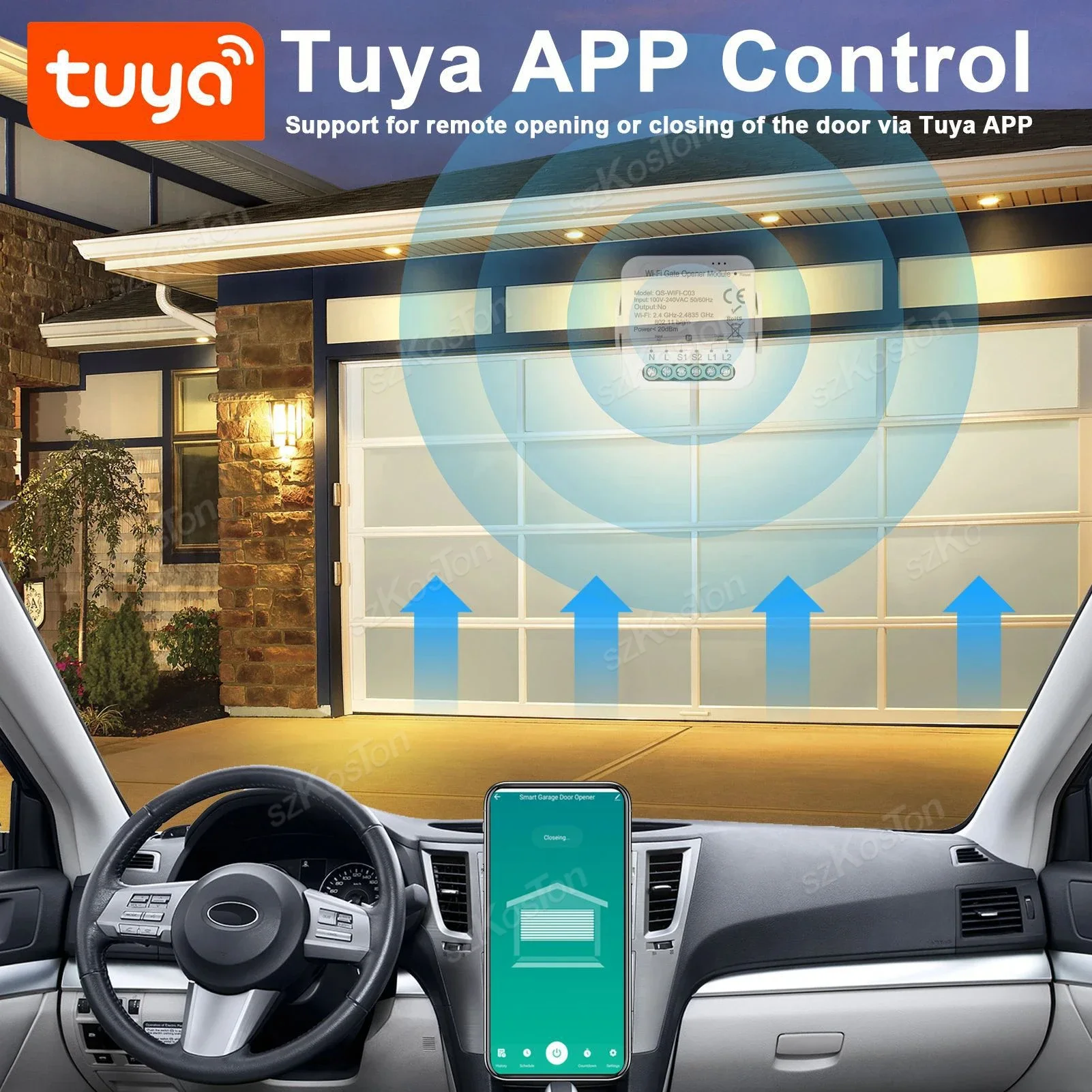 Tuya WiFi Zigbee Garage Door Opener Controller with Accessories Garage Door Switch Smart Life App Voice Control for Alexa Google