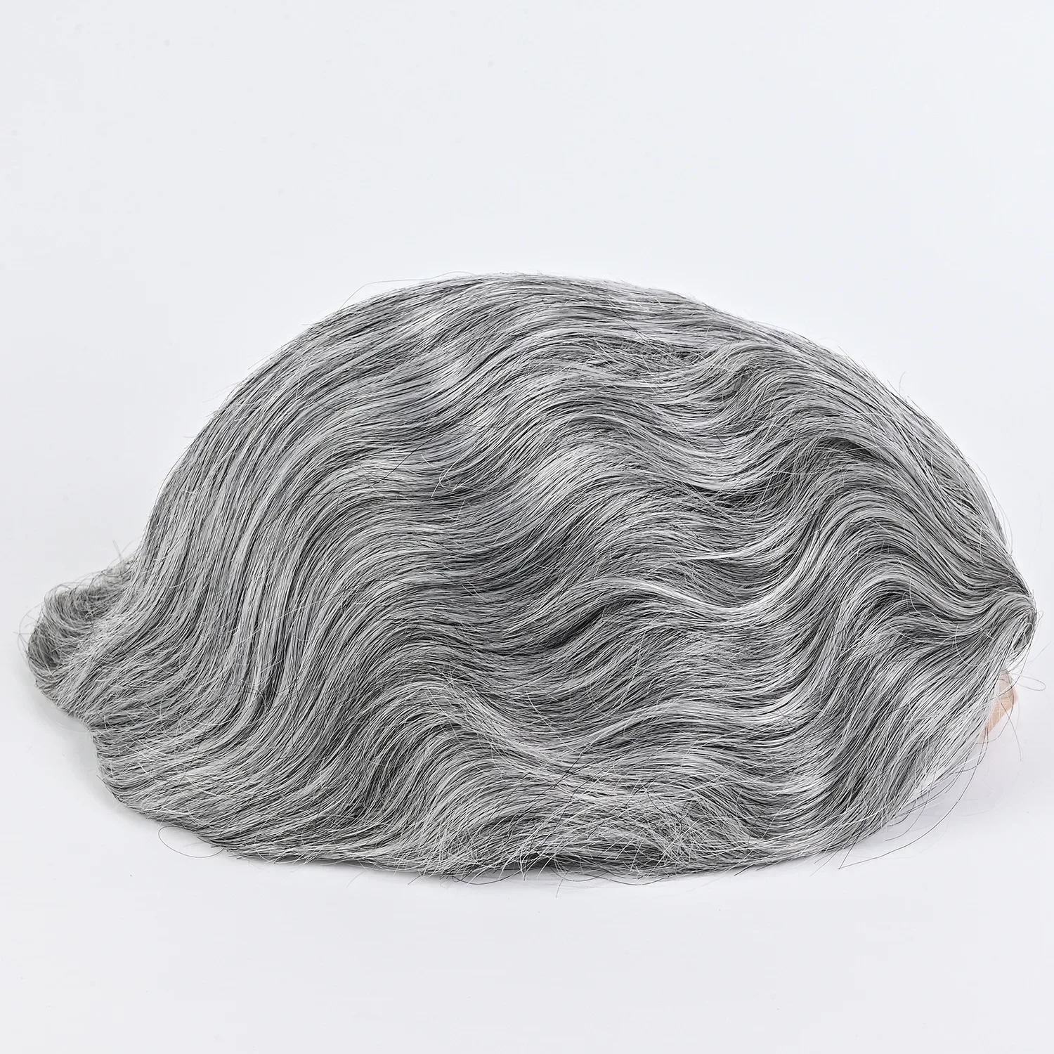 Peruca de cabelo prateado cinza 8x10' para homens, base mono com pu100% peças de cabelo humano, sistema de substituição, renda frontal, linha fina natural