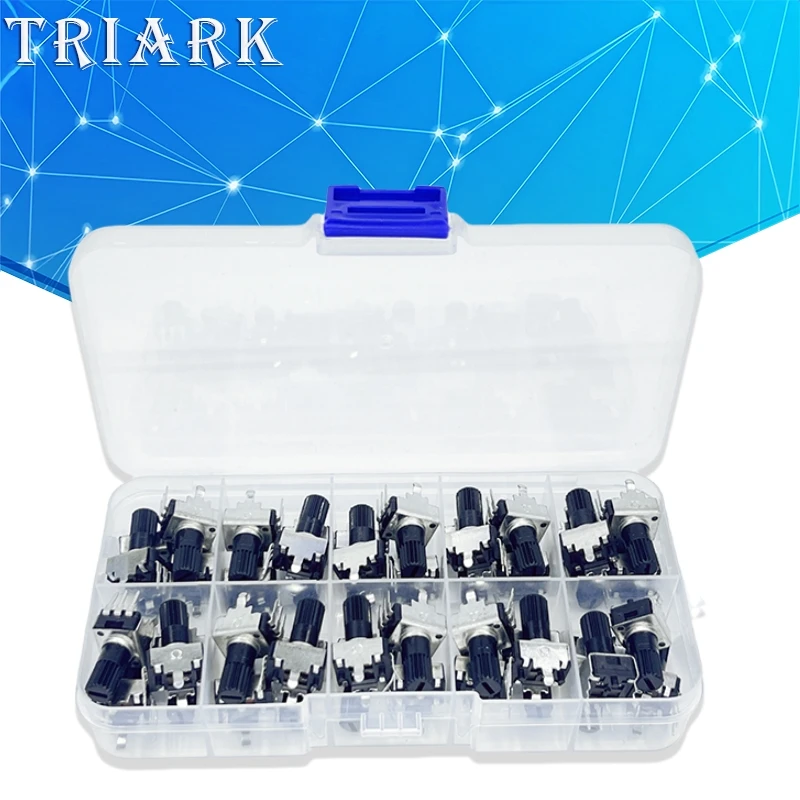 Kit RV09 eje Vertical de 12,5mm 1K 2K 5K 10K 20K 50K 100K 1M 0932 resistencia ajustable 9 tipo potenciómetro giratorio de sello de 3 pines