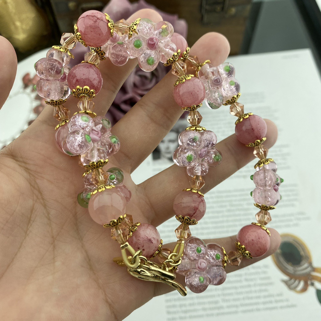 Colar artesanal de contas de vidro para mulheres e meninas, gargantilha glamourosa vintage, presente da jóia do partido, atacado, frete grátis