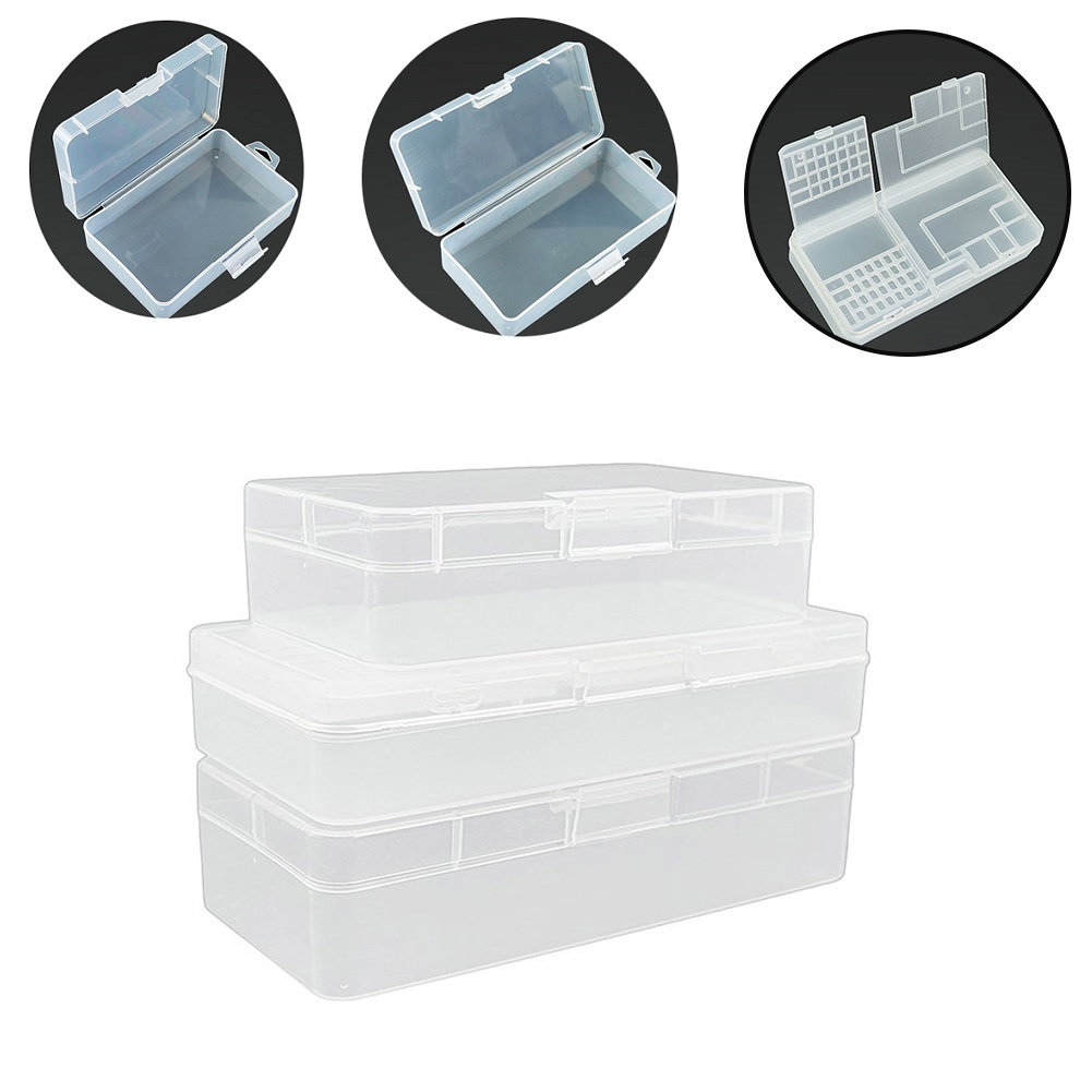 Estuche transparente rectangular de PVC, caja de almacenamiento de joyería, organizador de Arte de uñas, contenedor, herramientas de equipo, protector, 1 unidad