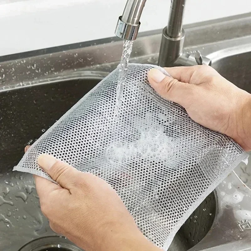 ผ้าทำความสะอาดแบบหนา, ผ้าเช็ดครัว, ผ้าทำความสะอาดสแตนเลส, เหมาะสำหรับทำความสะอาดคราบน้ำมันในครัว/4 ชิ้น