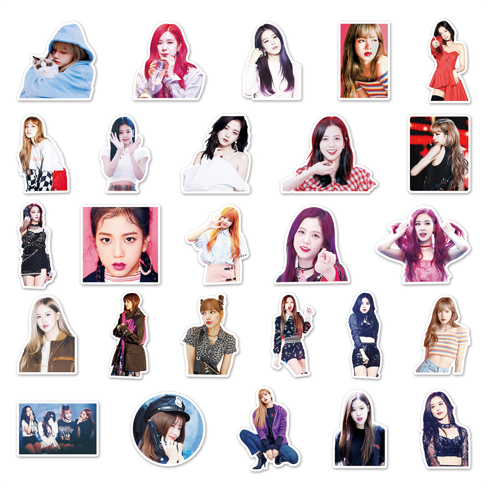 50 個新ブラックピンクポップ韓国ガールグループステッカー荷物のラップトップ iPad スケートボードギター電話ケースステッカー