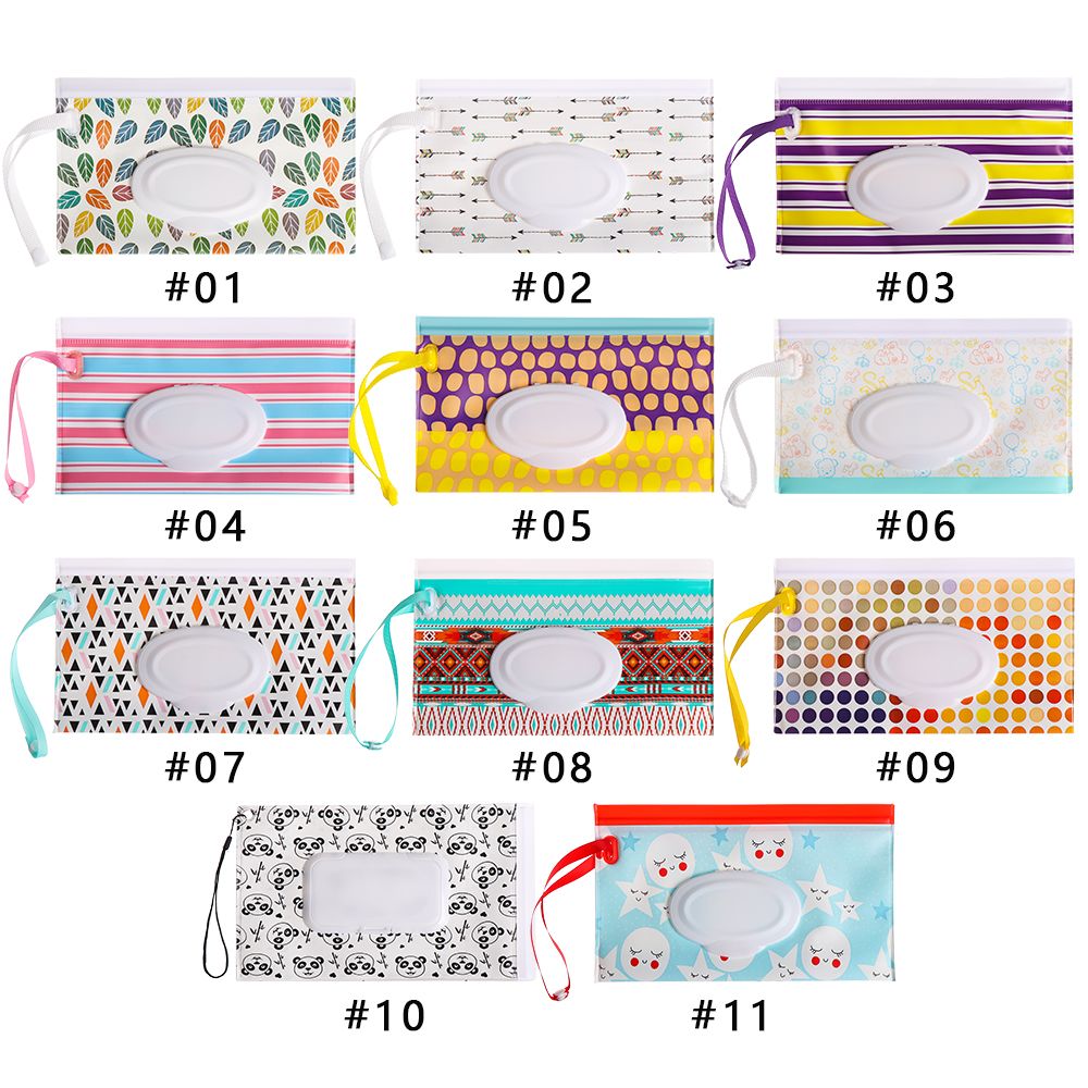 New Baby Wet Wipe Pouch Cute Snap-Strap Refillable Wet Wipes Bag Flip Cover Tissue Box Outdoor Useful Baby Stroller Accessory