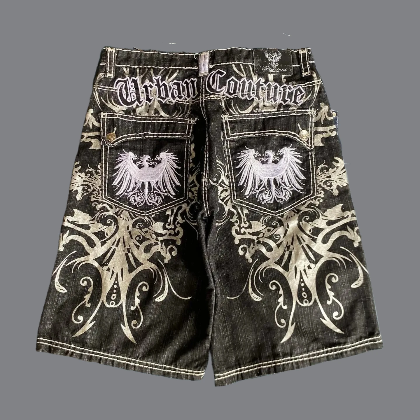 Streetwear Denim Shorts Herren Stickerei Amerikanischen Hip Hop Gedruckt Lose Shorts Gothic Retro Harajuku Mode Y2K Neue Shorts