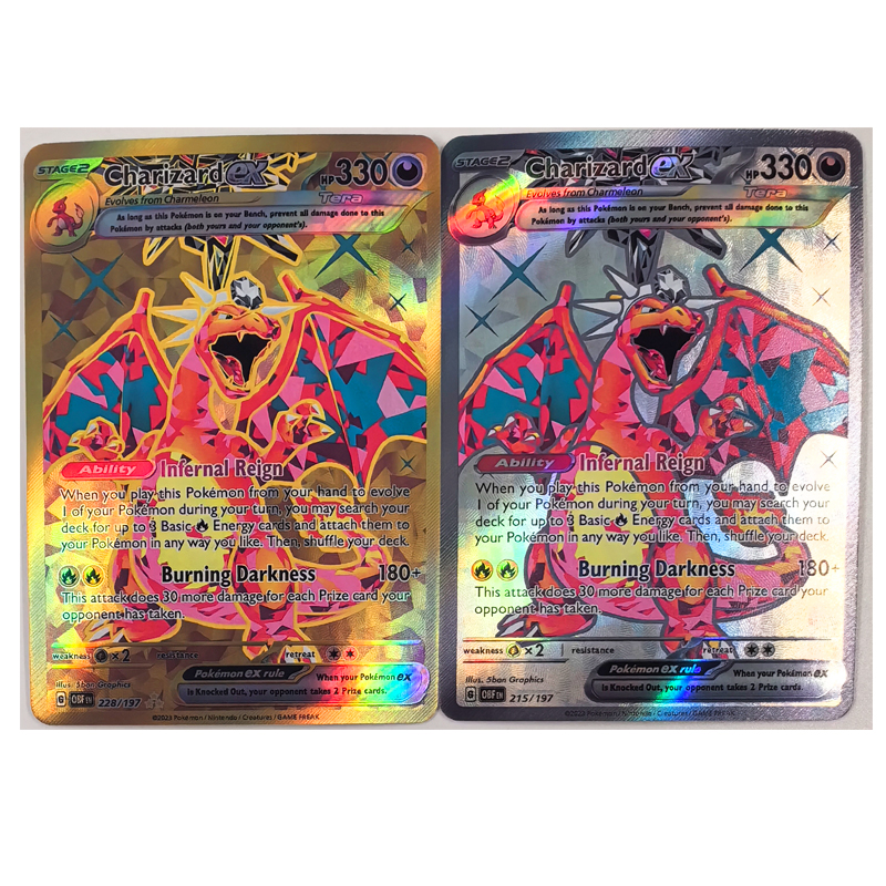 2 unids/set Pokemon Diy Charizard autorcontrol Ptcg recoger firma comercial tarjeta Flash Anime regalo de dibujos animados Color Flash
