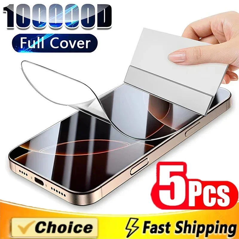 5 uds película de hidrogel para IPhone 16 14 13 12 11 15 Pro Max Mini 7 8 14 15 16 Plus Protector de pantalla para IPhone X 17 XS MAX no vidrio