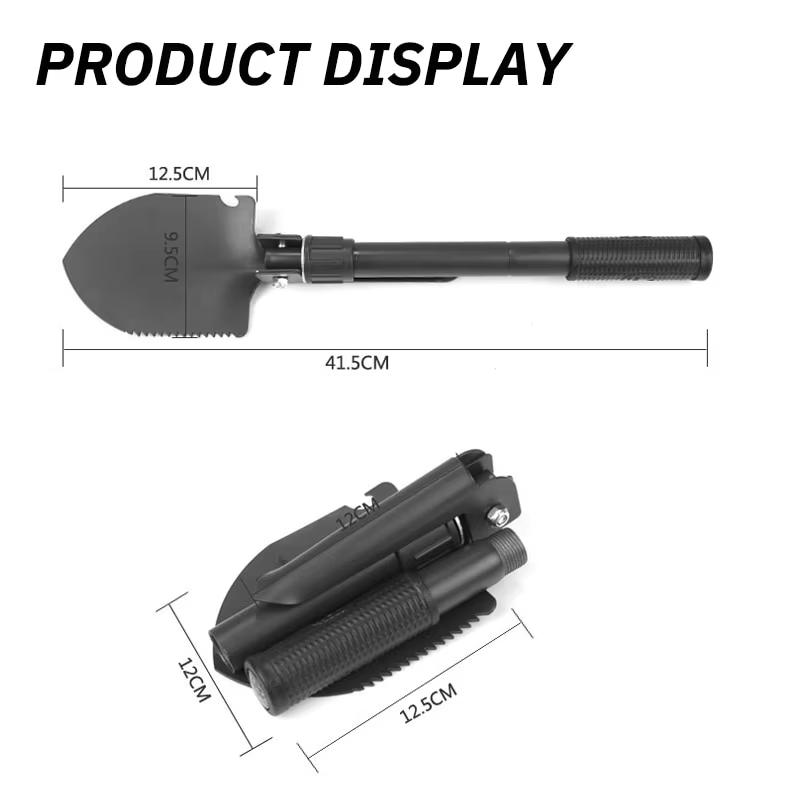 พับแบบพกพารถบรรทุกติดตั้งวิศวกร Shovel Camping เต็นท์พลั่วกลางแจ้ง Self-Defense Survival เครื่องมือเข็มทิศกระเป๋า