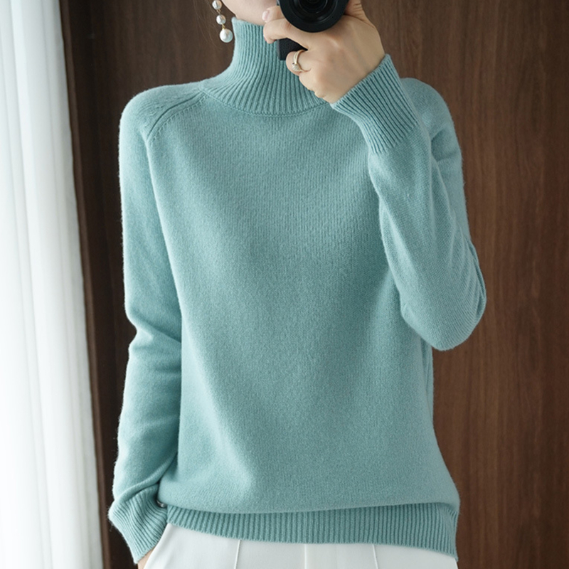Mulheres Outono Inverno Camisola De Gola Alta Elegante Magro Sólido Com nervuras Malha Cashmere Jumpers Feminino Manga Longa Pullover Malhas