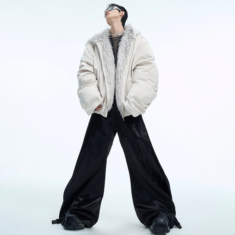 LUZHEN Winter Mit Kapuze Baumwolle Mantel Lässig Einfarbig Faux Pelz Patchwork Design Personalisierte Warme Kurze Baseball Jacke Männer LZ7041