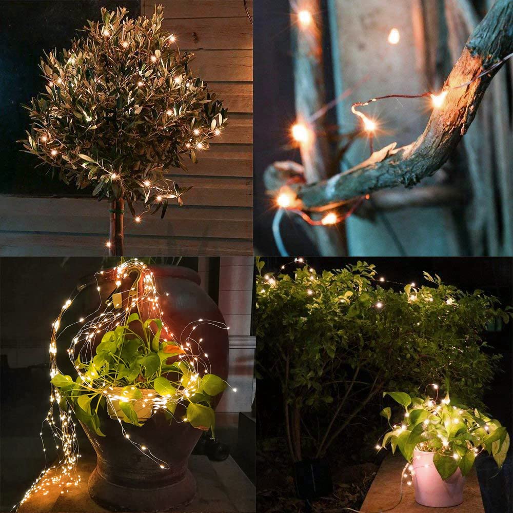 LED-Solar-Außen-Lichterkette, 8 Modi, wasserdicht, Solar-Fee-Girlande, Licht für Baum, Terrasse, Garten, Straße, Hochzeit, Party, Dekoration