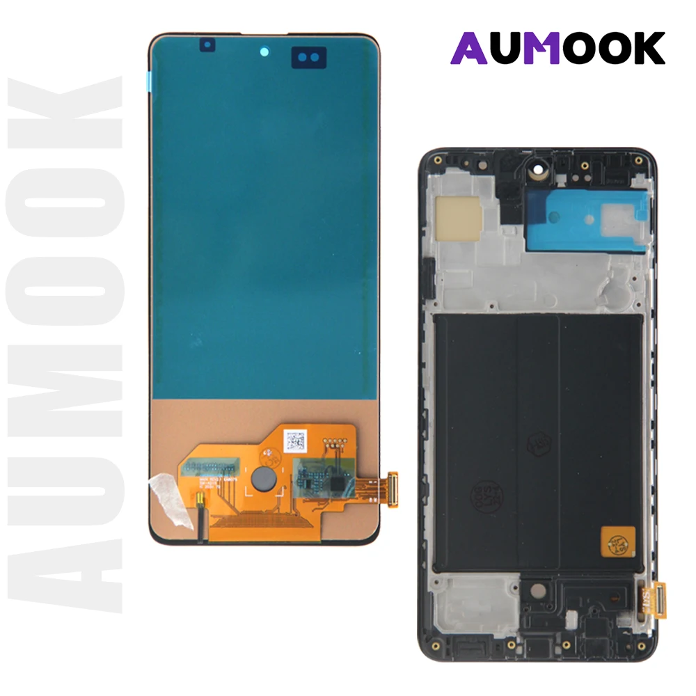 A51 Super AMOLED For Samsung A51 Screen LCD Display Digitizer Assembly Parts SM A515F A515U A515W A515X With Frame Touch Screen