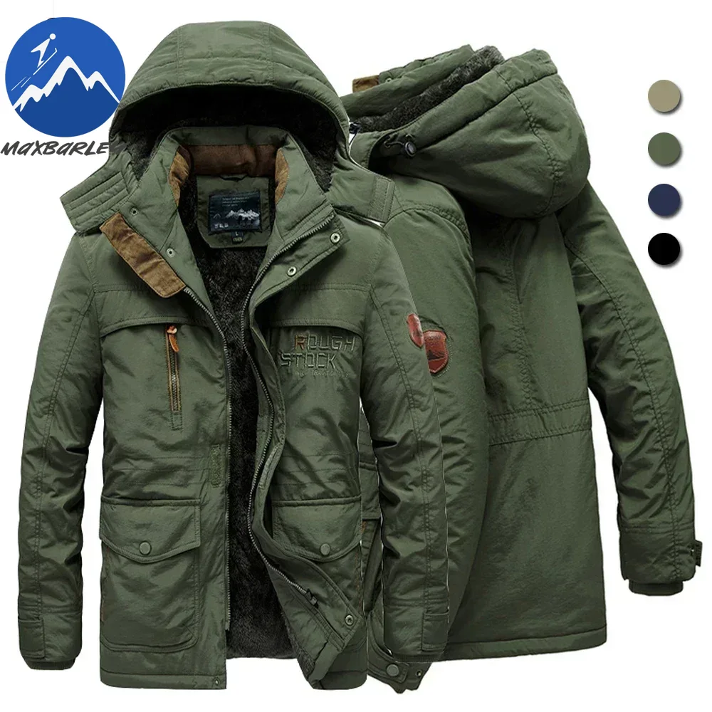 Winter Fleece Lange Jas Heren Casual Dikker Warme Katoenen Gewatteerde Jassen Man Mode Capuchon Outdoor Winddichte Parka Sneeuwjas