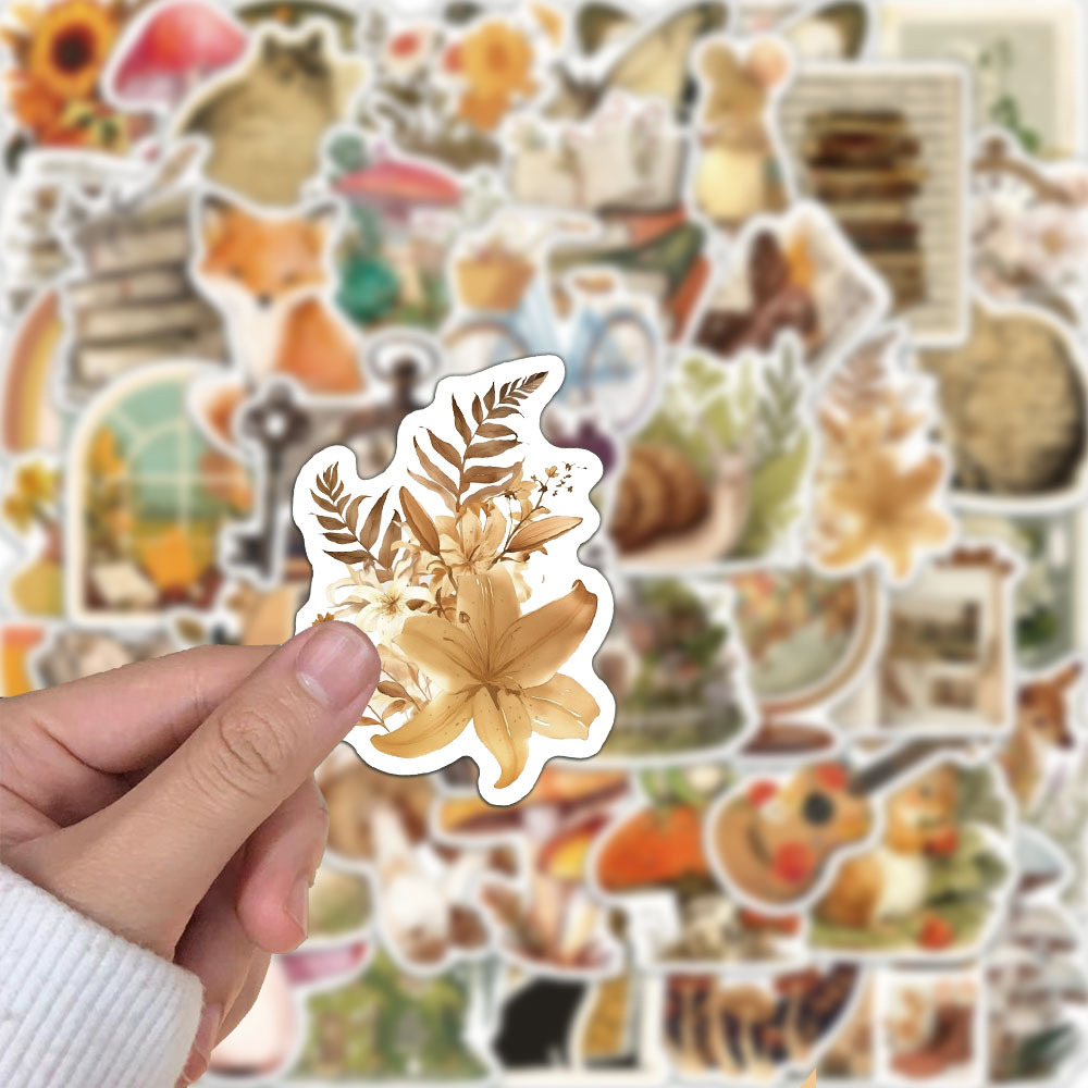 10/30/50pcs 동화 동물 책 그림 동화 스티커 미적 복고풍 만화 장식 데칼 장난감 선물