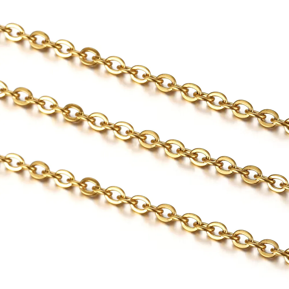 10 Uds. De cadenas de eslabones de acero inoxidable de Color dorado de 45 + 5cm, collares a granel, joyería de moda, cadenas ajustables, gargantillas al por mayor DIY
