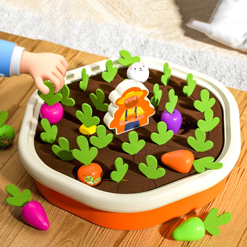 Bebé Montessori cosecha de zanahorias tirar rábano memoria clasificación juegos de mesa habilidades motoras finas juguetes sensoriales educativos para niños pequeños