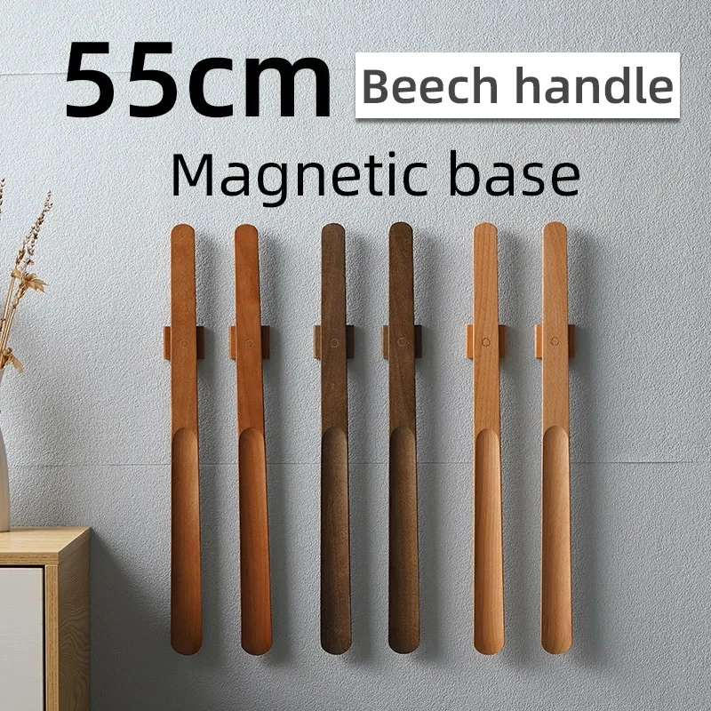 Manico lungo in legno da 55 cm Calzascarpe magnetico cucchiaio lungo per scarpe Indossare scarpe più facile