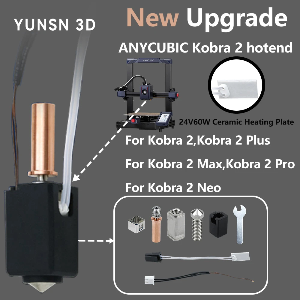 Anycubic Kobra 2 ホットエンドキット、サーミスターヒーターカートリッジ 0.4mm プリントホットエンド Kobra2 Plus/Neo/Kobra2 3D プリンター用のアップグレード