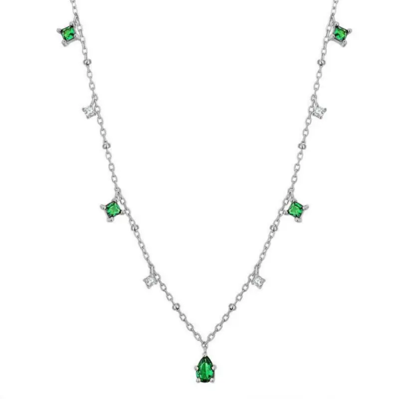Chất Liệu Bạc 925 Xanh Zirconia Thả Cổ Choker Lấp Lánh Chất Lượng Choker Đảng Tặng Nữ Thời Trang Trang Sức Miễn Phí Vận Chuyển