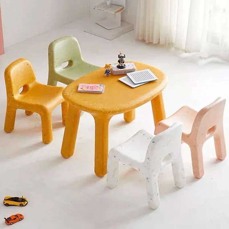 Juego de mesa y sillas de estudio de plástico para niños, mesa, silla, taburete, mesas resistentes y duraderas de plástico para guardería