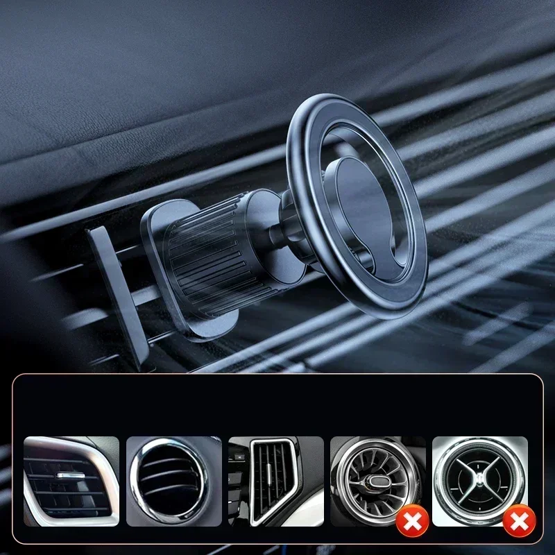 360 ° 회전식 자기 자동차 전화 홀더 계기판 공기 콘센트 GPS 전화 스탠드 마운트 아이폰 16-12 삼성 S24 Xiaomi 15