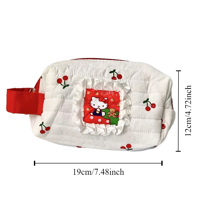 Kawaii sanrio olá kitty saco de maquiagem saco de armazenamento bonito padrão kt portátil grande capacidade armazenamento washbag kawaii menina aniversário gi
