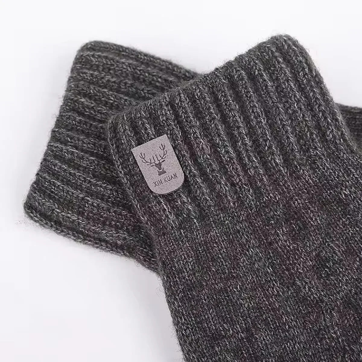 Novas luvas quentes masculinas para tela sensível ao toque de inverno mais veludo engrossado à prova de frio e luvas de malha de lã quente