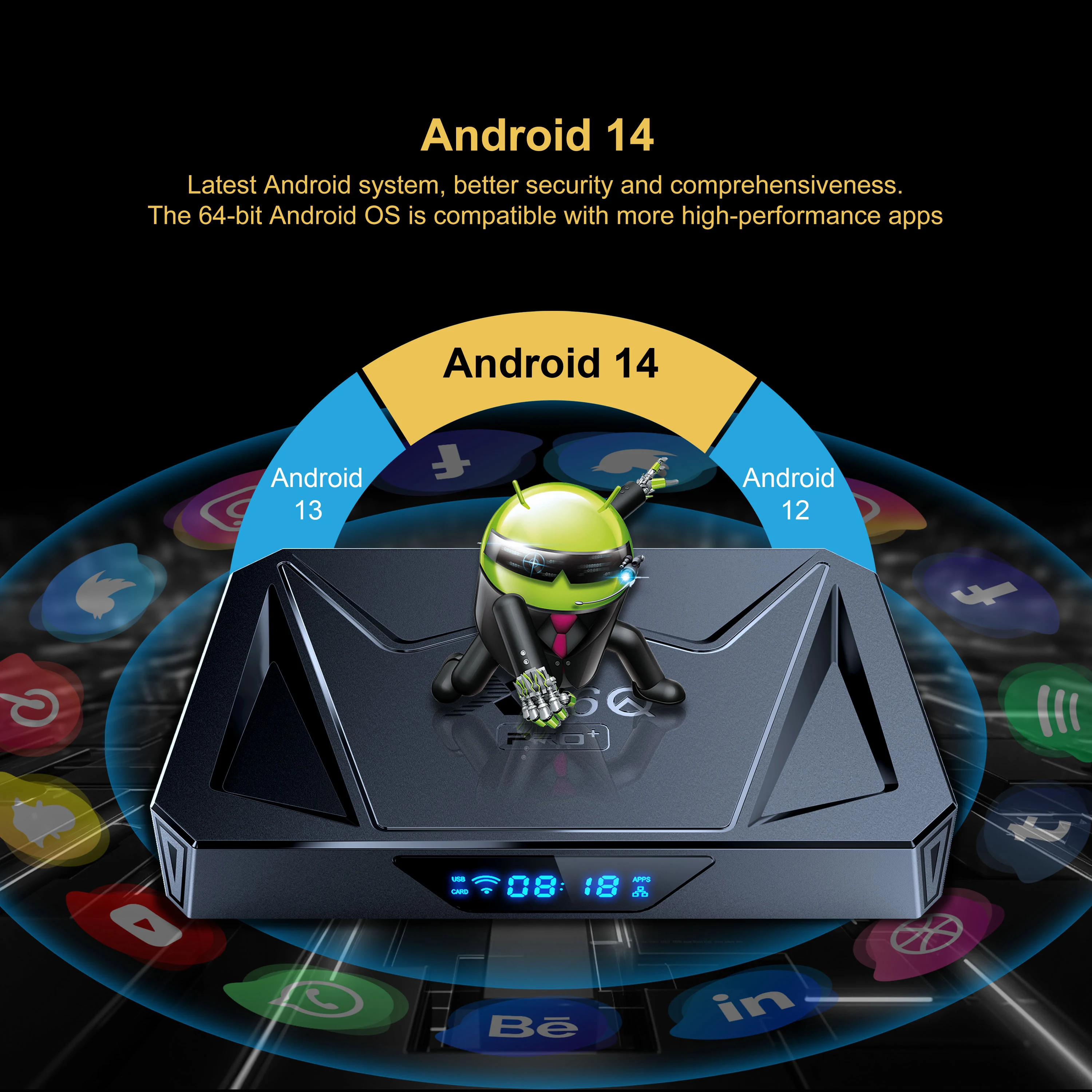 X96Q PRO+ TV Box Android 14 Allwinner H728  Smart Box 1000M LAN BT5 Wifi6 2.4G/5G Support 8K Media Player Set Top Box 4GB 64GB
