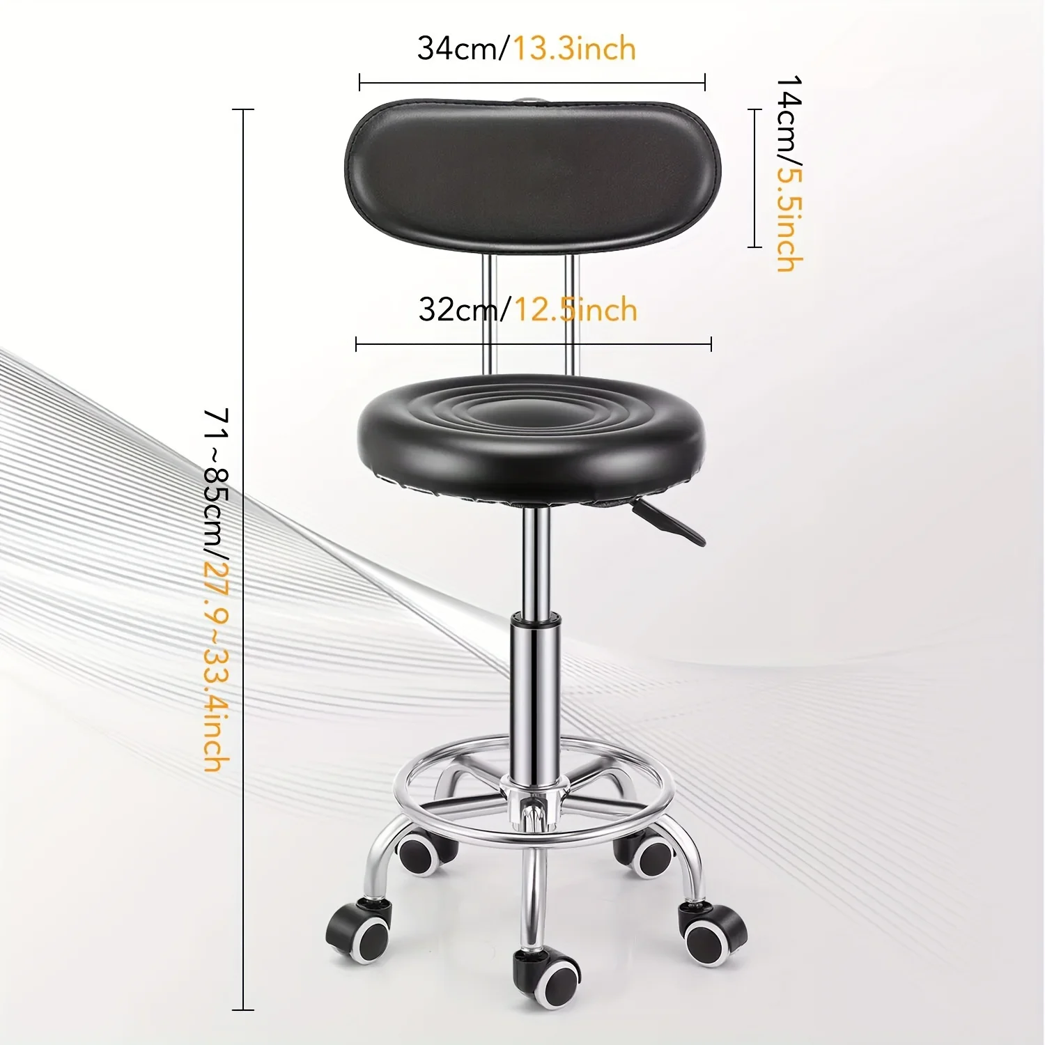 Adjustable Swivel Bar Stool with Backrest - Contemporary Faux Leather & Chrome-Plated Iron,Office Stool | Sleek Modern Stool