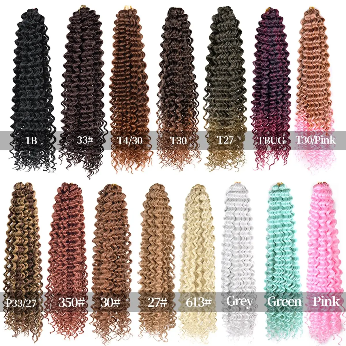 Deep Wave Water Wave Twist ผมโครเชต์ถักโครเชต์ Braids Ombre สีบลอนด์ Afro Curls Deep Wave Braiding Hair Extension