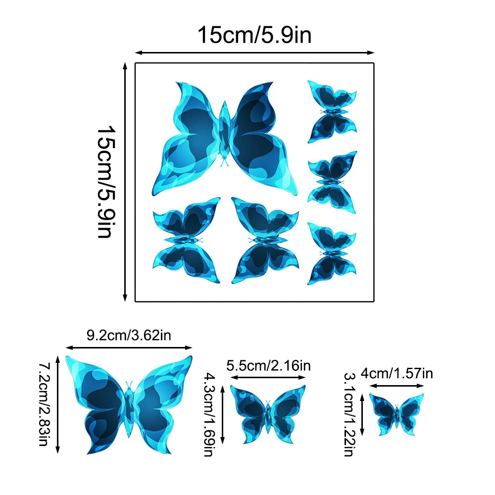 6PCS/Set Blue Luminous Small Butterfly Switch Paste Bedroom Living Room Switch Paste Decorative Self-Adhesive Wall Paste