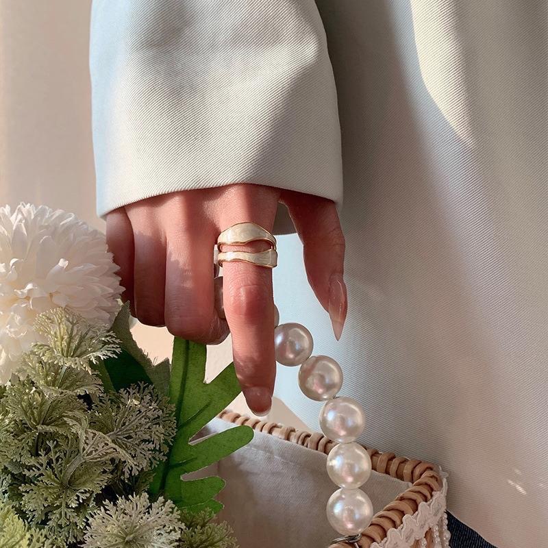 Anillos de forma Irregular esmaltados Vintage para mujer, anillo abierto ajustable geométrico de Color dorado, regalo de joyas de fiesta a la moda para mujer 1 ud.