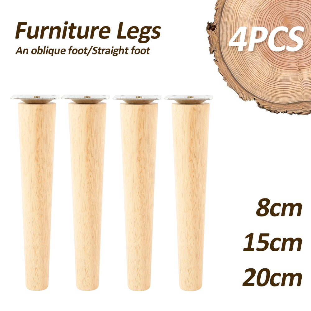 4Pcs Furniture Legs Solid Wood Sofa Table TV Cabinet Support Stabilize Feet Non-slip Tea table Wardrobe Oblique/Straight