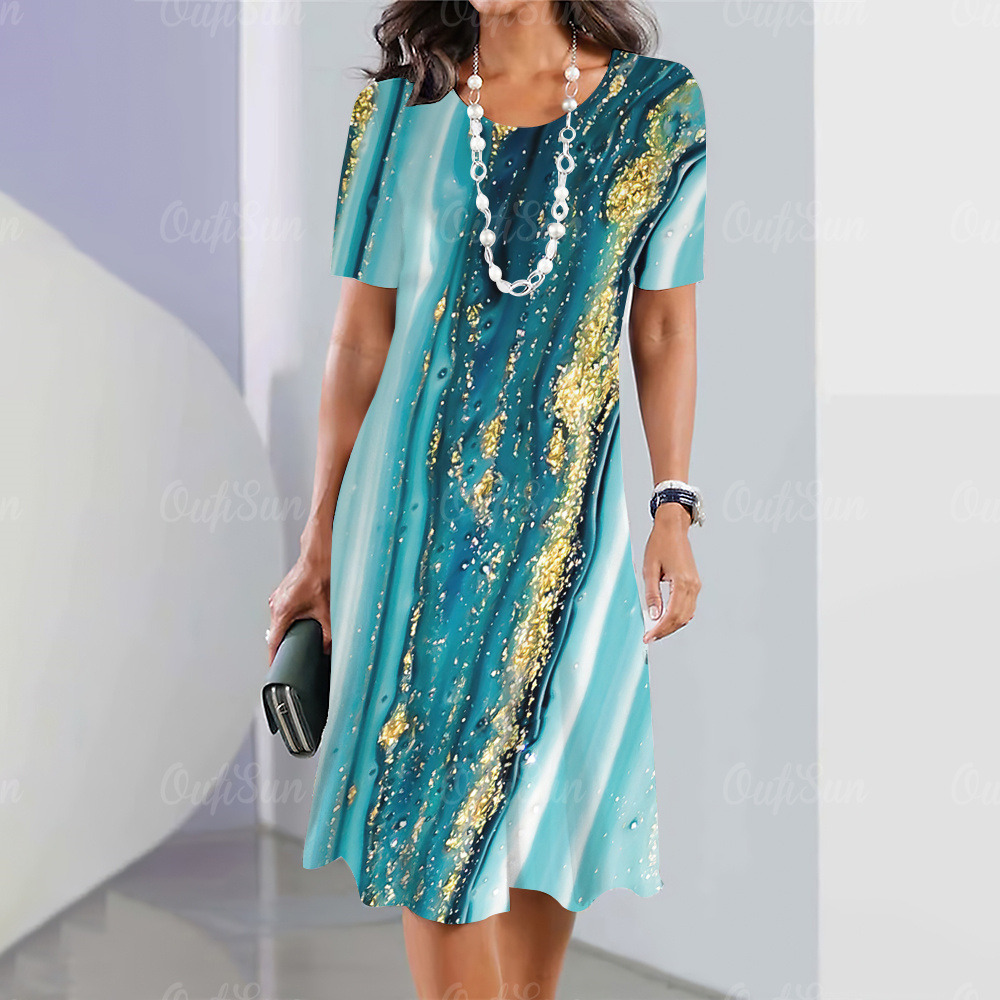 2024 neue Damen kleider Grafik druck elegante & schöne Midi kleider plus Größe weibliche Sommer einteiliges Kleid versand kostenfrei