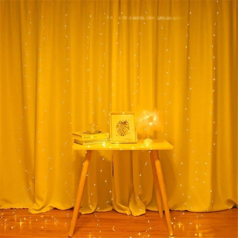 Cortina de luces LED alimentada por USB con Control remoto, adornos navideños para el hogar, boda, cumpleaños, dormitorio, luces de fiesta