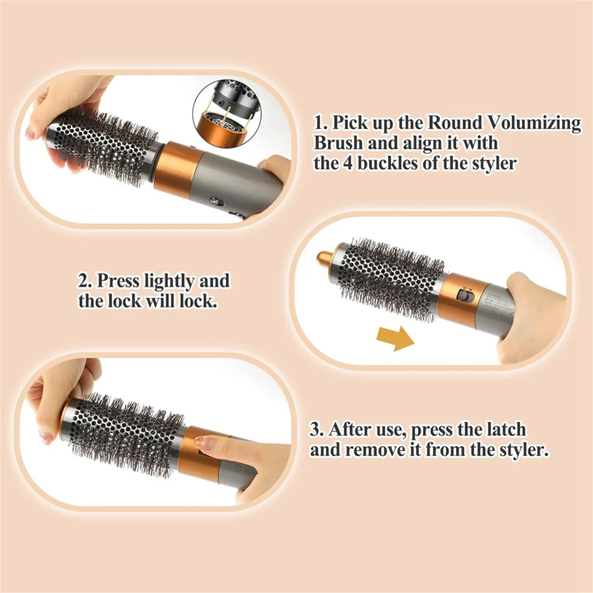 Large Round Volumizing Brush for Dyson Airwrap Attachments,Bigger Oval Round Brush , Fluff Up and Volumize for Styling AA52Q