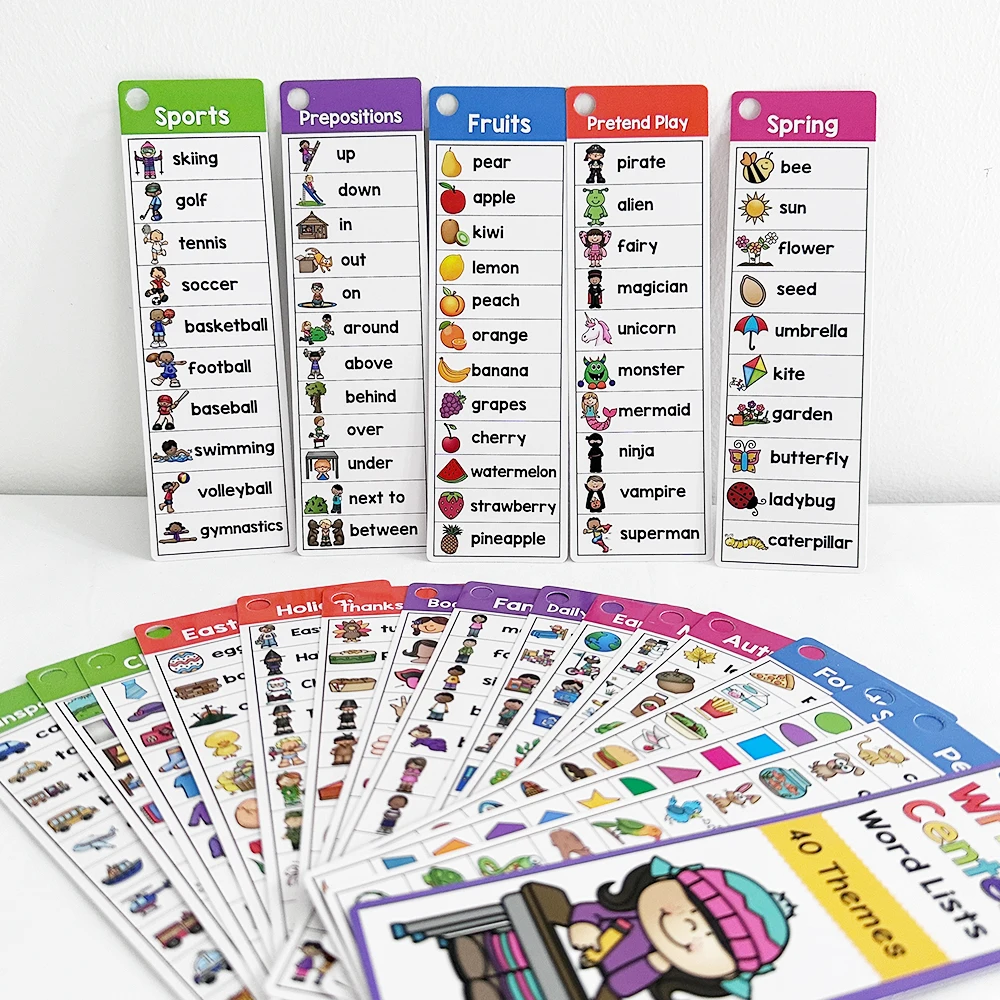เด็ก Montessori ภาษาอังกฤษ Word Lists การ์ด ESL สื่อการสอนสายตาการเขียนคําศัพท์อาคารออทิสติกการเรียนรู้ของเล่น