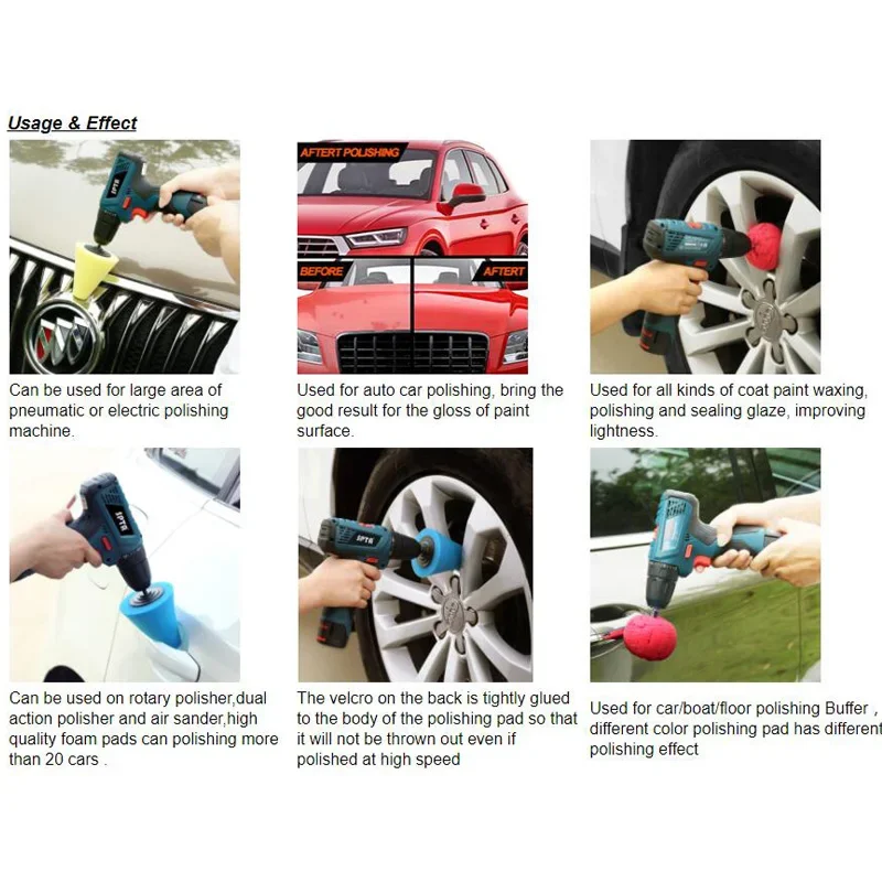 Đánh Bóng Xe Miếng Lót Đệm Phồng Xốp Bọt Biển Hình Nón Máy Đánh Bóng Đệm Miếng Lót Ô Tô Bộ Dụng Cụ Lấy Ráy Tai Cho Bánh Xe Trung Tâm Đèn Pha Đánh Bóng