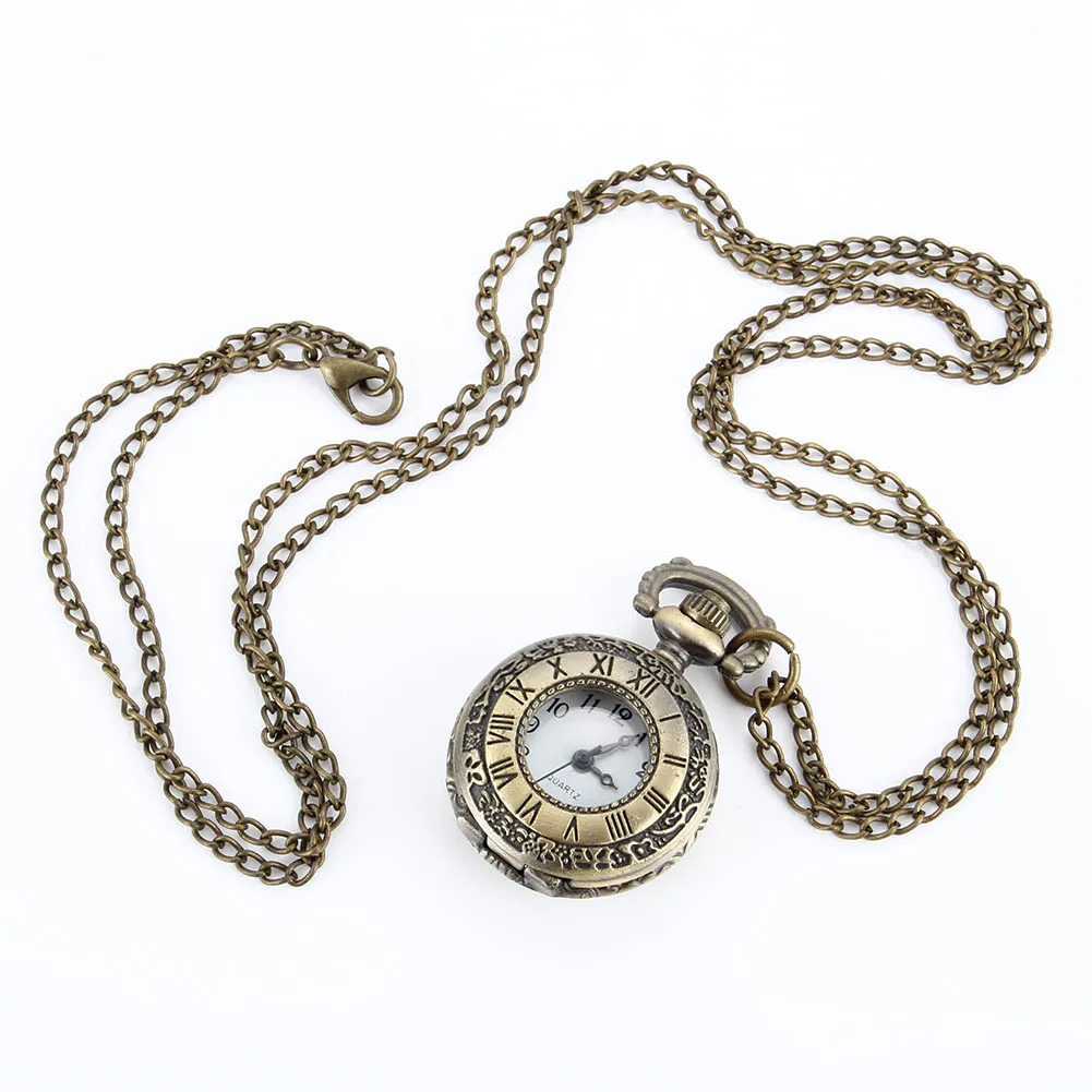Mode Vintage Legering Nummer Dual Time Display Klok Ketting Ketting Horloges Verjaardagscadeaus