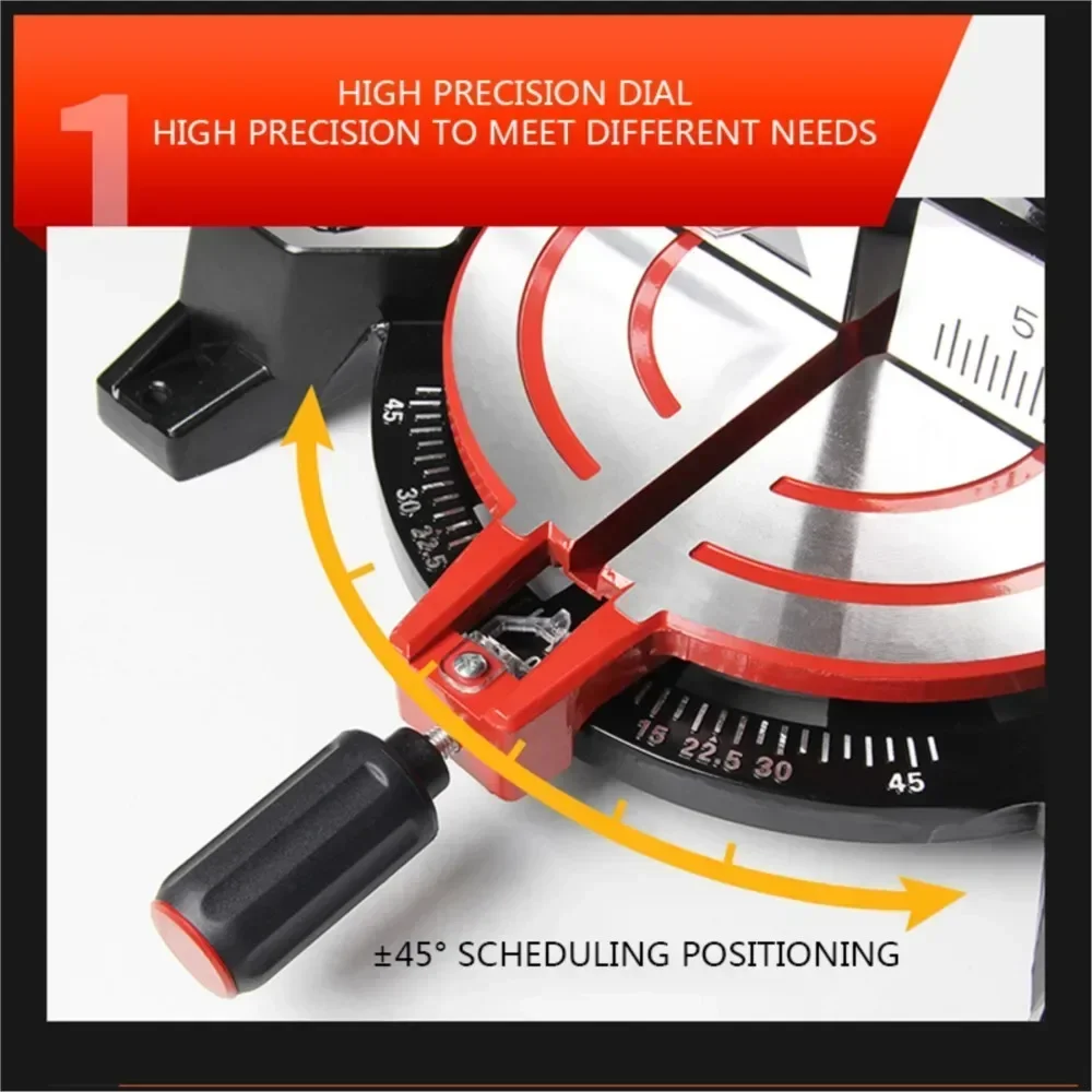 220V 1800W 연귀 톱 알루미늄 기계 10인치 45도 절단 원형 톱 고정밀 목재 알루미늄 절단기