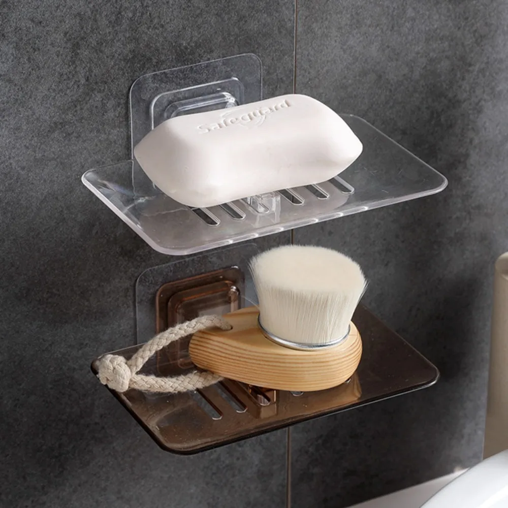 New Soap Rack No Drilling Wall Mounted Double Layer Holder Soap Sponge Dish Bathroom Accessories Dishes Self Adhesive