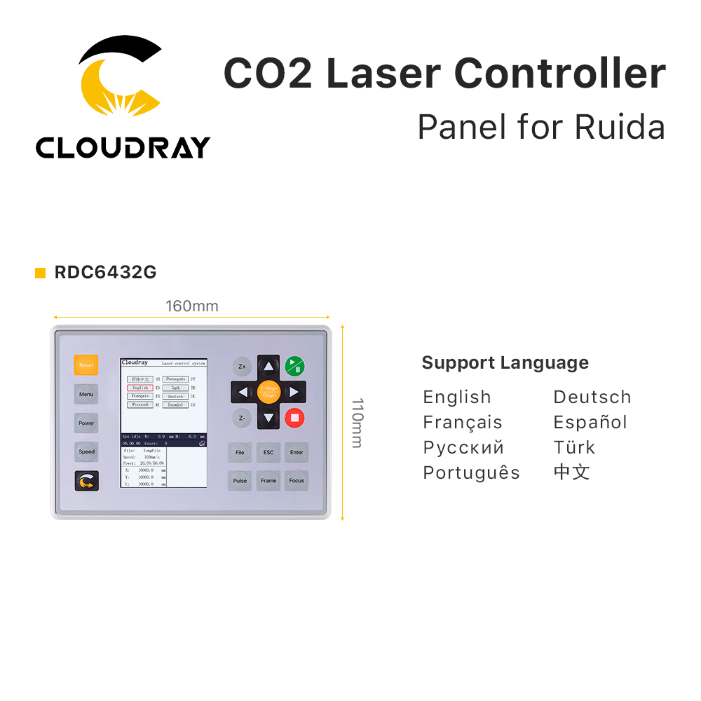 Pannello controller laser CO2 Cloudray per Ruida RDC6445G RDC6442S RDC6432G RDC6332G/M RDLC320-A Display macchina da taglio laser CNC