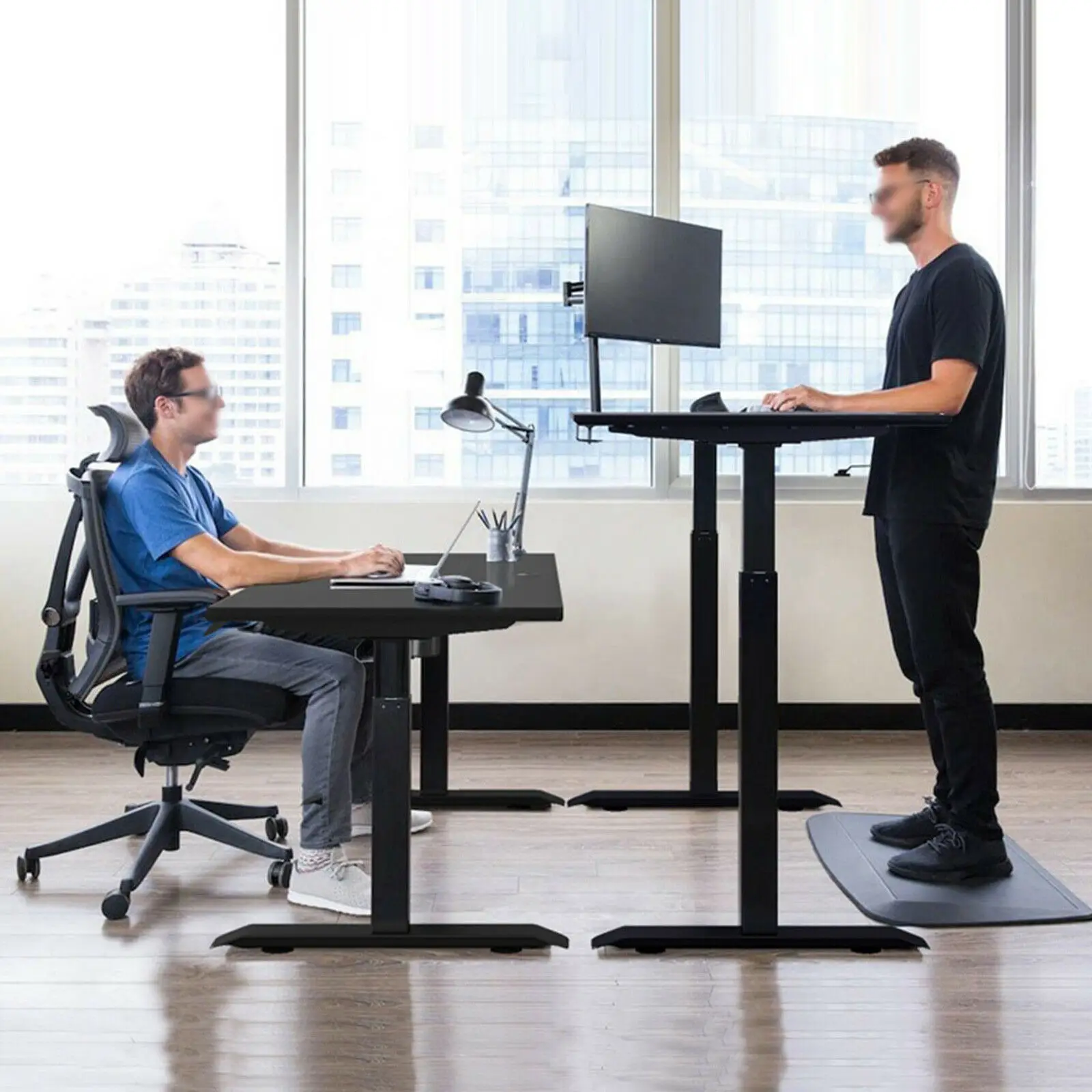 Electric Stand Up Desk Lifting Desk Frame Height Adjustable Standing Desk Ergonomic Dual Motor and Memory Control Home Office