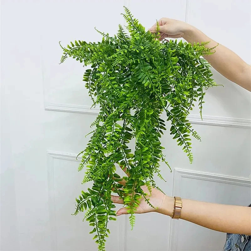 90cm folhas de samambaia persa videiras decoração do quarto casa pendurado planta artificial folha de plástico grama festa de casamento parede varanda decoração