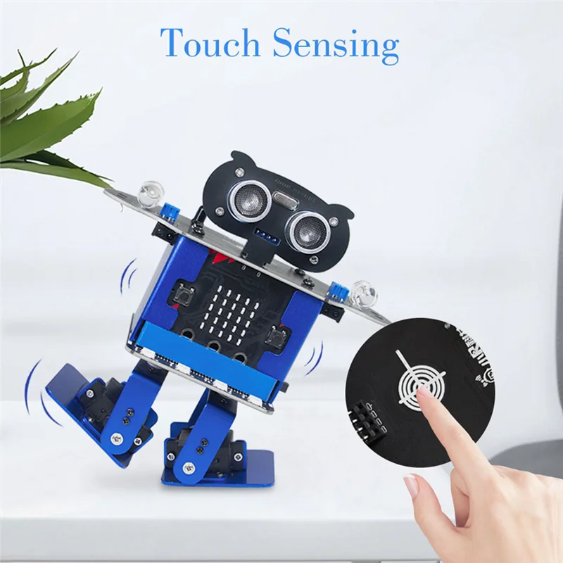 Carro de programação AC93-Happybot + XR Scratch Biped Walking Dance Music Micro:Bit Placa-mãe APP