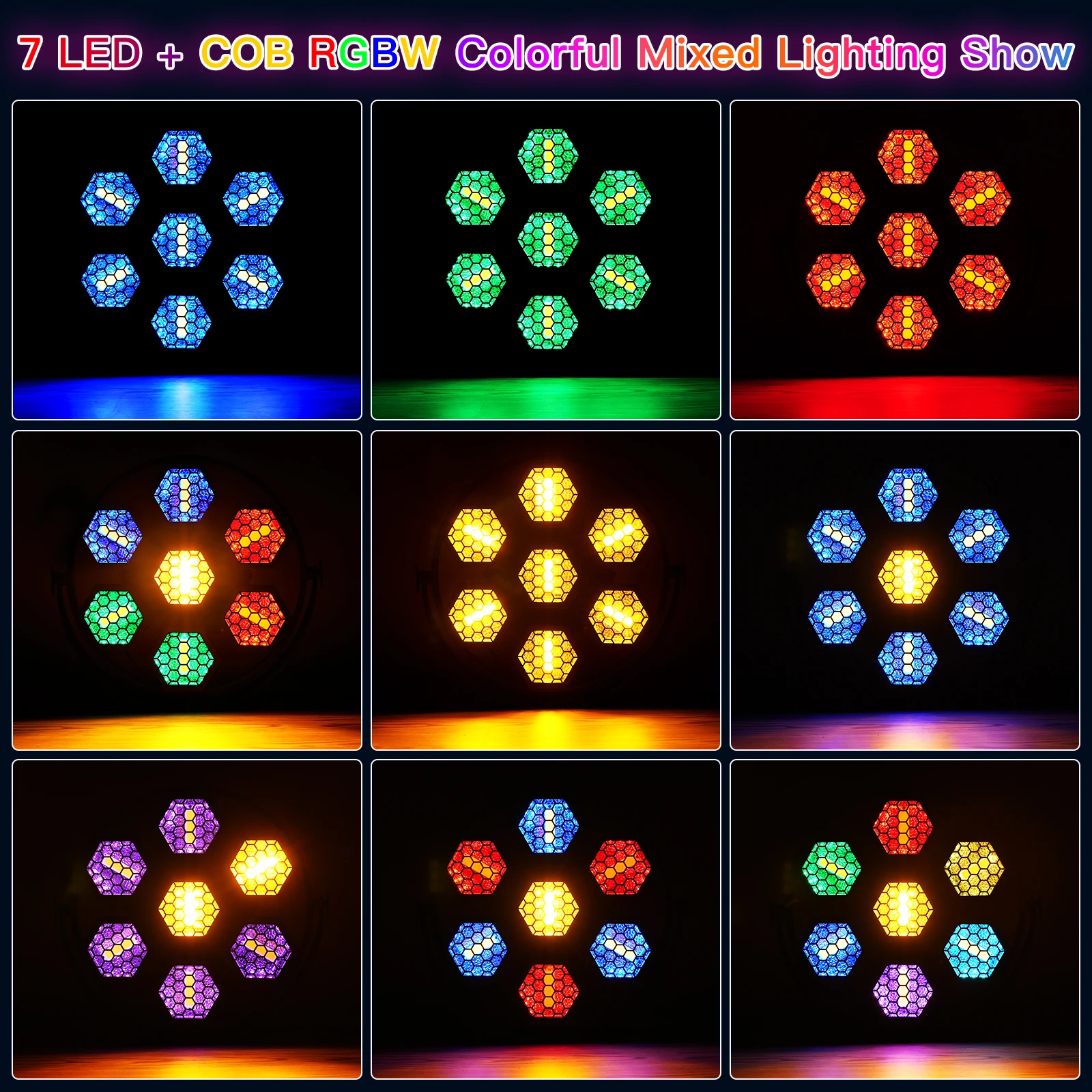 Yiflamefly 7x50W światło retro RGBW COB diody LED oświetlenie wysoka jasność Uplight DMX512 aktywowany dźwiękiem na koncert kościelny ślub