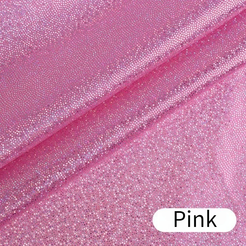 Pelapis Kain Glitter Payet Laser Per Meter untuk Dekorasi Panggung Kostum Diy Kain Jahit Lembut Tipis Mengkilap Merah Muda Biru Putih