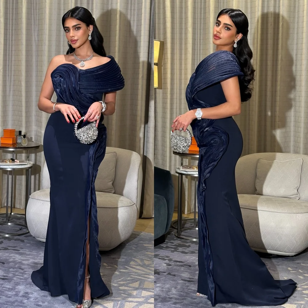 Personalizado combinando moda plissado ruched drapeado sereia vestidos longos de um ombro sob medida vestidos de ocasião tamanhos disponíveis retro