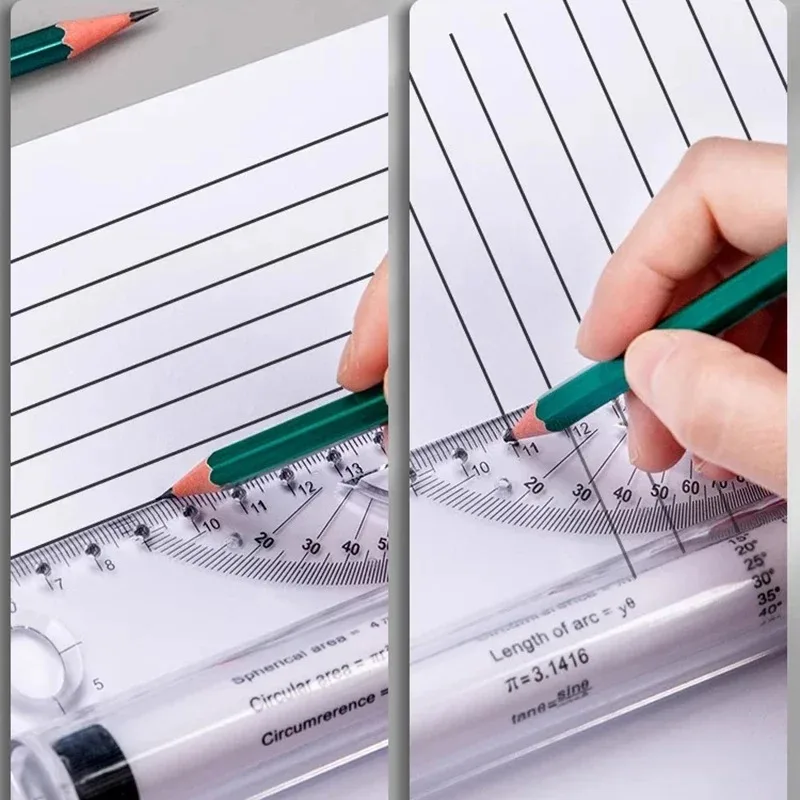 Multifunctional Parallel Ruler With Roller 30cm Plastic Clear Math Circular Drawing Measuring Tool Student Design Architectural